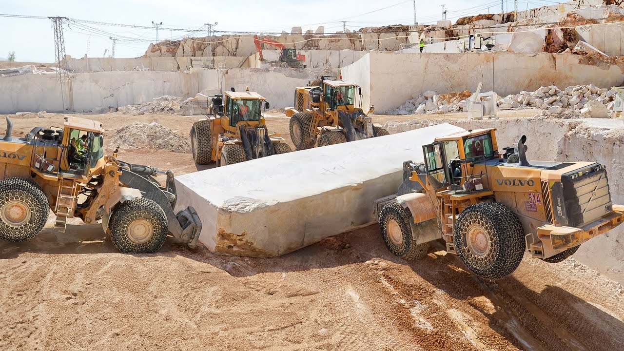 Extreme Process of Moving Million $ Marble Rocks from Quarry