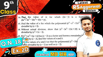 Rs Aggarwal Class 9 | Exercise 2D Question number 18 | Chapter 2 Polynomials | Md Sir Class 9