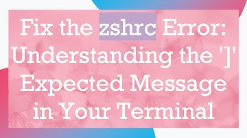 Fix the zshrc Error: Understanding the 