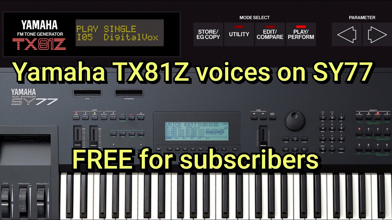 Yamaha TX81Z sounds on Yamaha SY77 (BANK A+B) - YouTube