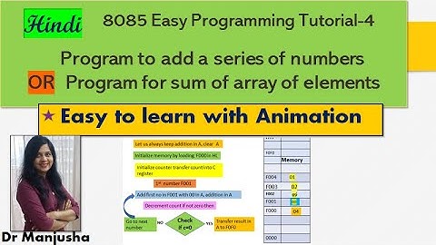 8085 program to add series of numbers ! Program for sum of array of elements