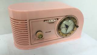 Savoy Pink Golden Age Art Deco 1948 Continental Model 1600 AM Vacuum Tube Clock Radio