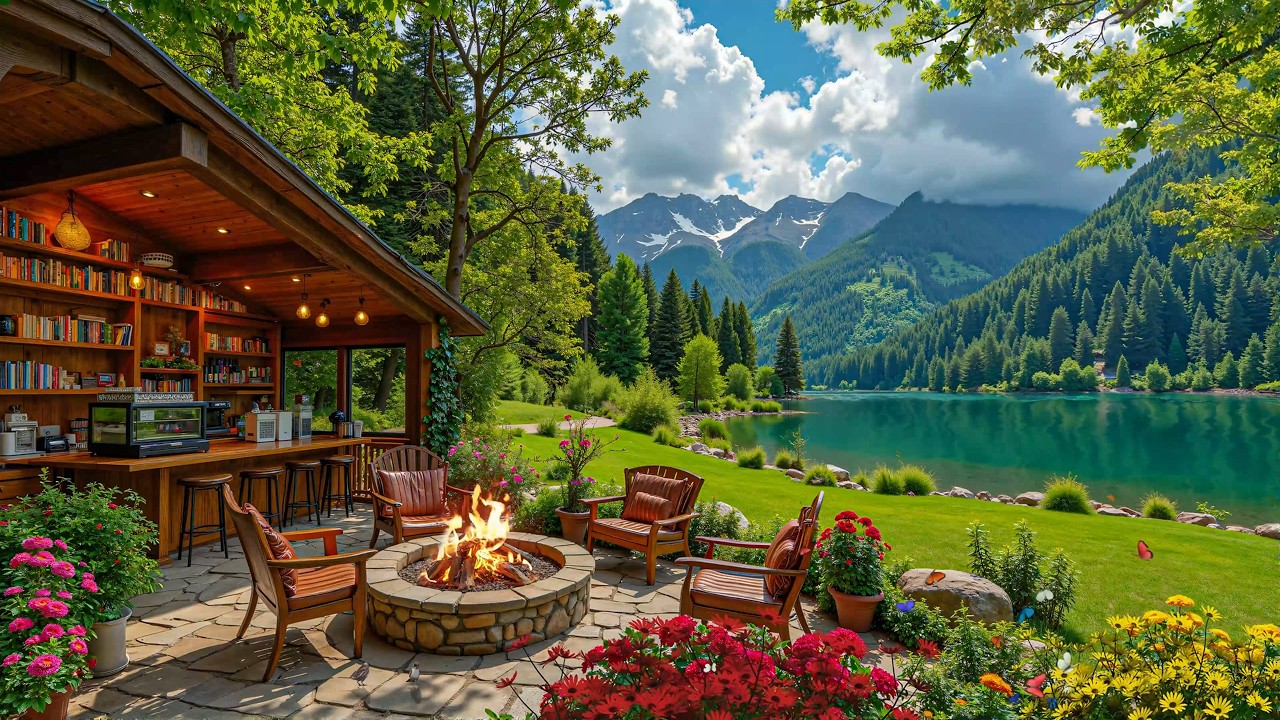 Relaxing Piano Music for Studying 🌿🌸 Spring Morning with  at a Lakeside Porch