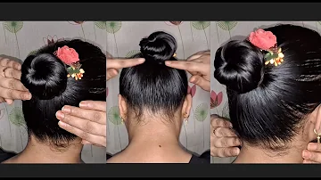 oiled hair bun / oiled hair hairstyle /top knot bun / high bun /sleek bun /self hairstyle /bun 🌷👌👩🌼