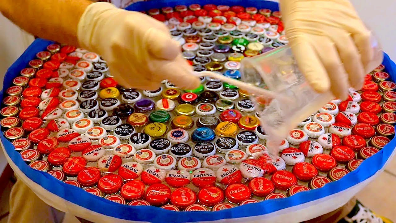 400 Beer Bottle Caps + 1 Resin Bottle = Table YouTube
