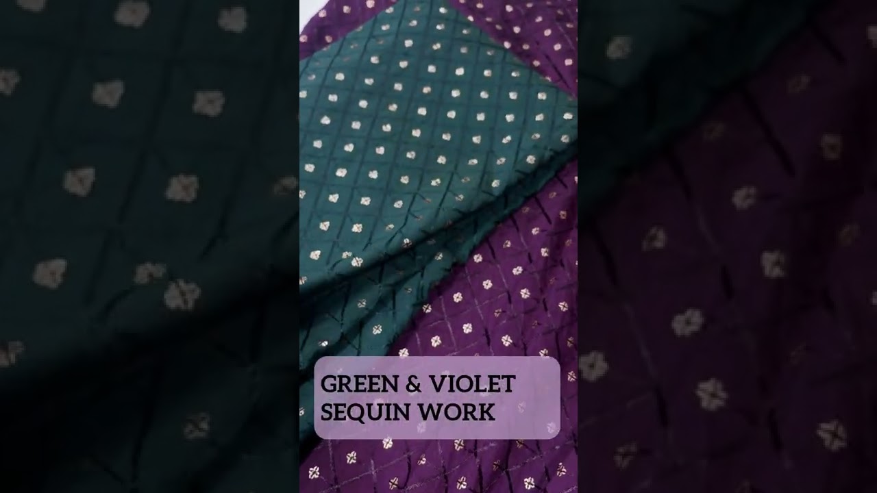 Green & Violet Sequin Work Fabric