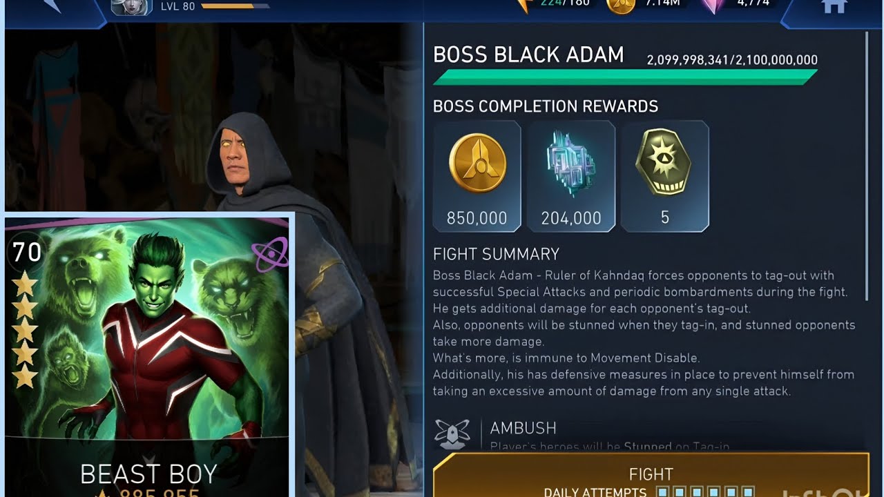 Beast Boy DESTROYS BLack Adam! | Acient Judgment Solo Raid | Injustice 2 Mobile 