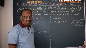 Solved Problem of finding Magnitude and angle of force vector -EM1.27 EM in Tamil