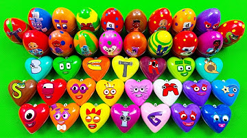 Rainbow Eggs SLIME 🌈 Looking Numberblocks, Alphablocks, Cocomelon in CLAY Bones Coloring – ASMR