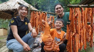 Process, processing, smoked pork, Tet 2024, cabbage harvest, survival alone