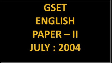 GSET JULY 2004 | GSET English Paper II | UGC NET SET GATE MCQs | Most Important MCQs | GSLET English