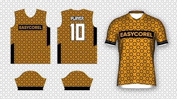 How to Design Full Printed Gold - Black Soccer/Football/Futsal Jersey in CorelDraw