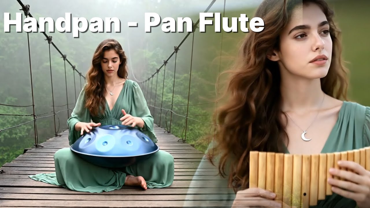 🌁 Расслабляющая флейта Пана и ханг | Музыка для снятия стресса на туманном мосту в джунглях (1 час)