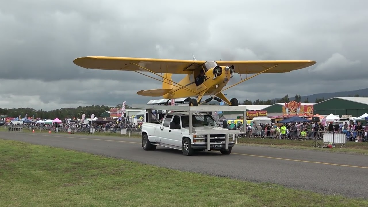 J3 Cub landing on Chev at Hunter Valley Airshow 2023