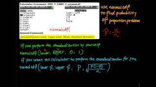 7.3 Part 2/3: Using normalcdf Command to Find Probability of a Proportion Problem | Elementary Stats