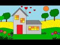 Beautiful scenery drawing | How to Draw in Ms Paint | Drawing on computer | Paint in computer