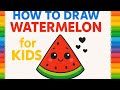 How to draw watermelon easy for kids | step by step fruit drawing Tutorial