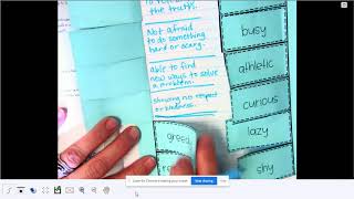 Tuesday Reading Interactive Notebook Character Traits 10/6/20
