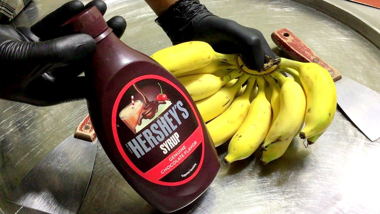 Hershey's Banana Ice Cream Rolls Bananas Hershey's Chocolate syrup