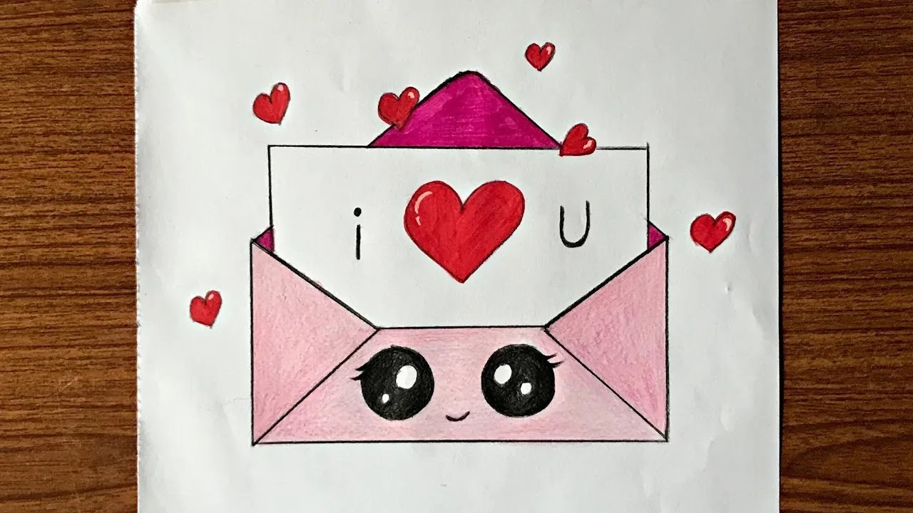 How to draw a cute envelope for beginners || Easy drawing ideas for ...