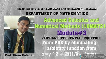 18MAT21 Module 3: Form PDE by eliminating arbitrary function from z=y^2 + 2f(1/X + logy)