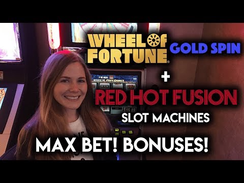 High Max Bets vs Low Max Bets! Wheel of Fortune GoldSpin and Red Hot Fusion Slot Machine Bonuses!