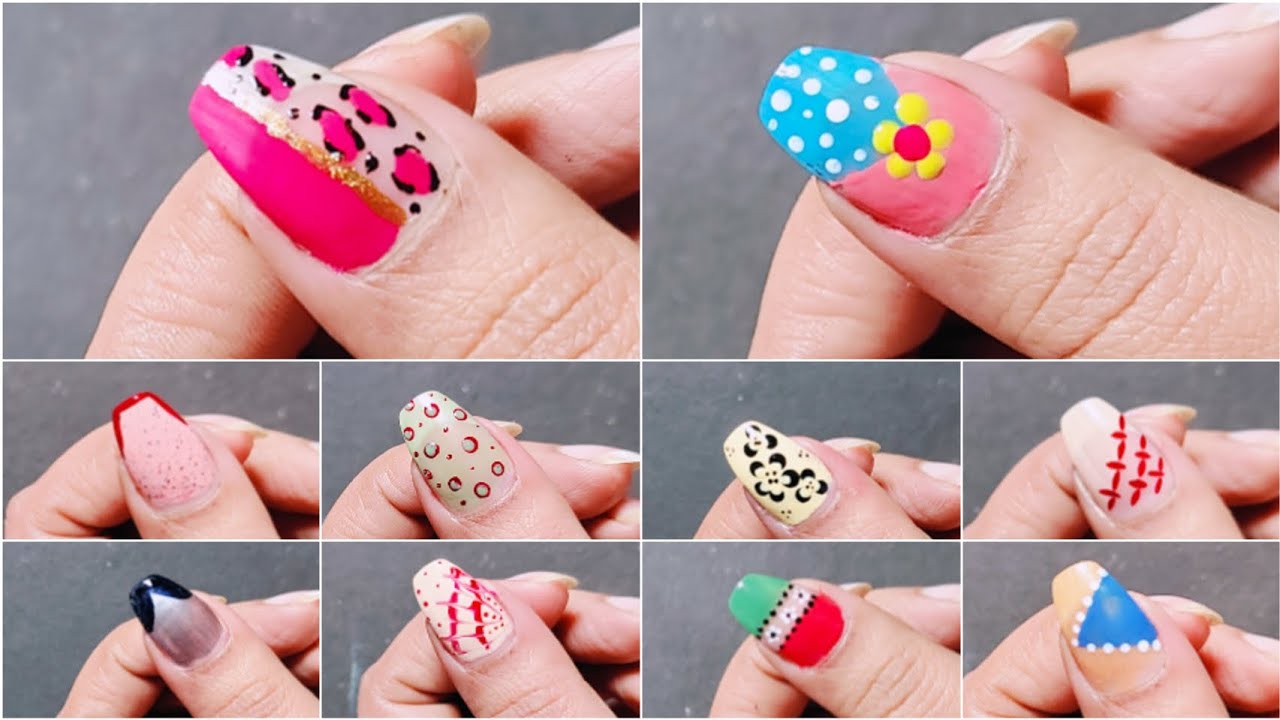 10 Easy Nail art designs with household items||Nail Art at home #nailart2025 