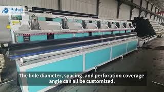 HDPE seepage pipes are being perforated | Puhui Factory Video