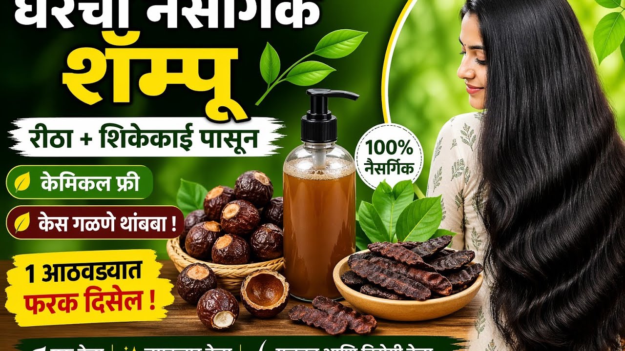 केस गळणे थांबविण्यासाठी. केसांची वाढ  होण्यासाठी घरच्या घरी शॅम्पू रिठ्या पासून शॅम्पू..