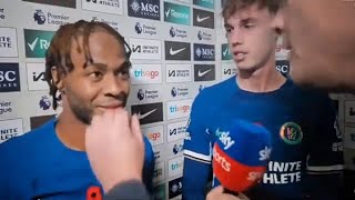 Reporter tries to remove grass from Raheem Sterling’s Eye