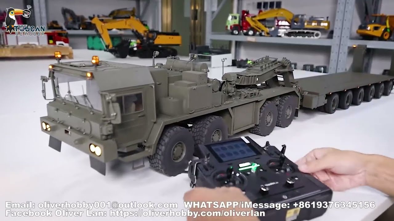 How to operate SLT56 RC military tractor truck & hydraulic trailer,see PL18 lite radio settings