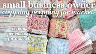 cozy day prepping pencil cases for market! 💖🎧☕️ slow paced studio day bulk sewing for market season!