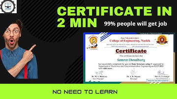 Free Certificate in 2 Mins | Free Certificate | Data Structure Using C | SDMONK
