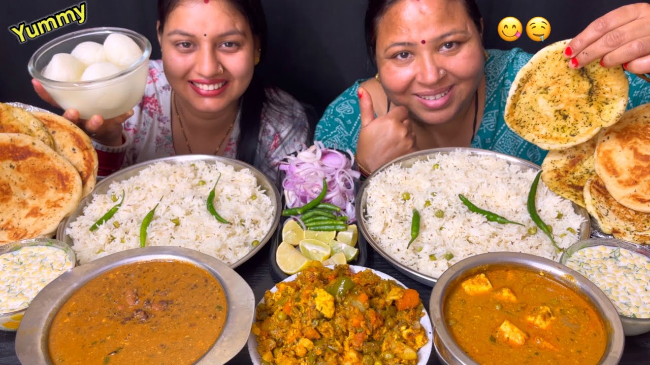 Eating 😋😋Matar Pulaw, Kulcha,Dal Makhani, Matar Paneer, Raita, Mix Veg ISaas Vs Bahu l Foodie Gd