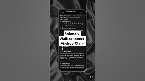 Solana and Walletconnect Airdrop Criteria and Claim
