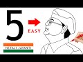 Number 5 into Netaji face outline drawing easy - How to draw netaji subhas chandra bose step by step