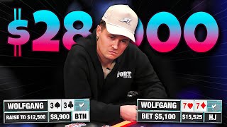 I Flop Bottom Set Twice On Hustler Live! $28,000 Buy In! | Poker Vlog #283