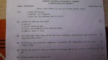 SRTMUN 3rd semister compulsory english compression & Grammer question paper #saklesson #winter exam