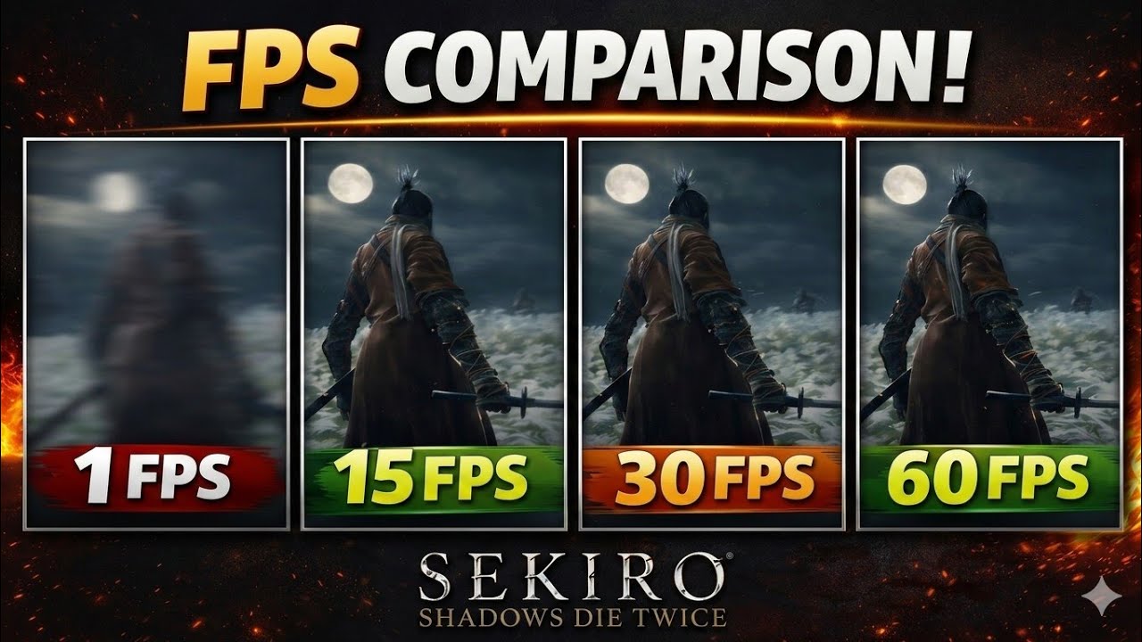Sekiro: Shadows Die Twice | 1 FPS vs 10 FPS vs 15 FPS vs 30 FPS vs 45 FPS vs 60 FPS
