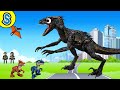 Indoraptor escapes playmobil Lab | Skyheart&#39;s dinosaurs for kids trex fight battle mattel toys