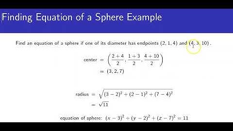 Finding Equation of a Sphere Example