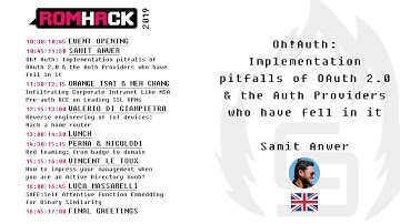 RomHack 2019 - Anwer - Implementation pitfalls of OAuth 2.0 & the Auth Providers who have fell in it