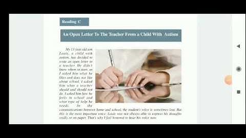 "An open letter to the teacher from achild with AUTISN " CLASS 10 English chhattisgarh