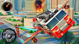 Flying Fire Truck Transform Robot Game - Android GamePlay screenshot 2