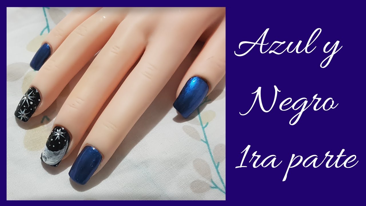 ? Black and blue nails decorated with the moon (STARRY SKY) ⭐?? - YouTube