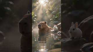 A capybara's relaxing hot spring spa day for nervous friends #shorts #animalspa