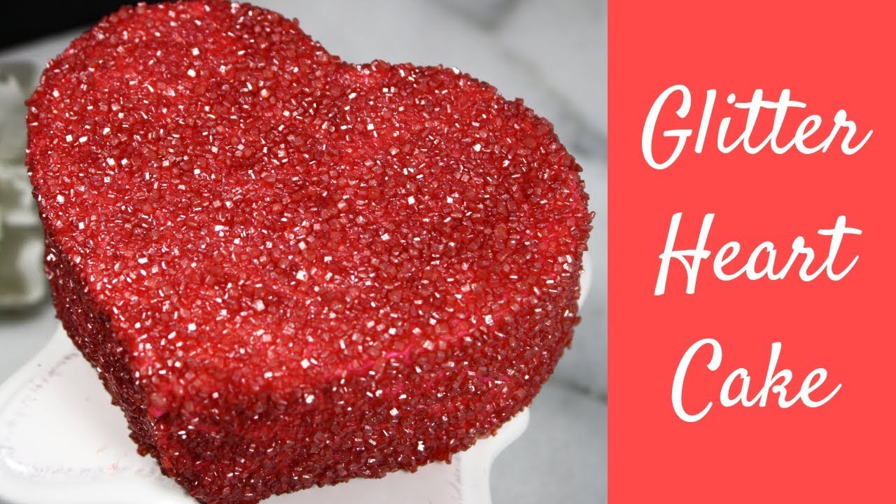 GLITTER HEART CAKE  How to Make a Glitter Cake! 