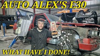 Cutting The Whole Bottom Corner Off Auto Alex's Classic BMW E30! Restoration