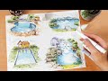 How to Draw Water Scene with Markers Tutorial | Lake & Pond