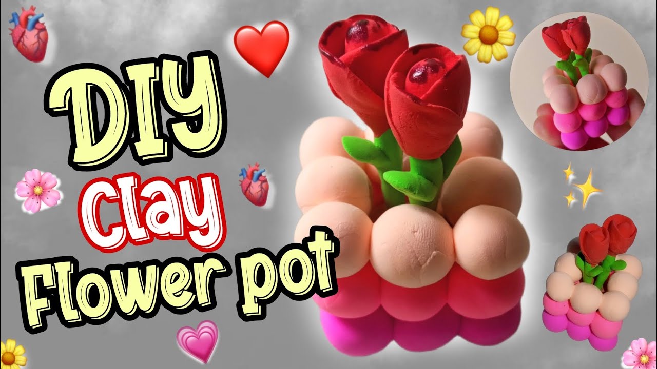 Easy DIY flower pot from clay 🌷 ️ / how to make a flower vase with clay ...